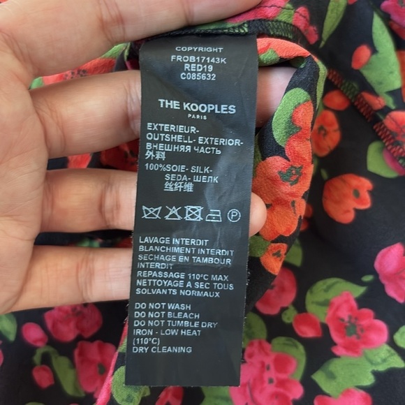 The Kooples Red Silk Crossover Mini Dress Camellia Rose Print 1 Small Womens - Picture 8 of 8